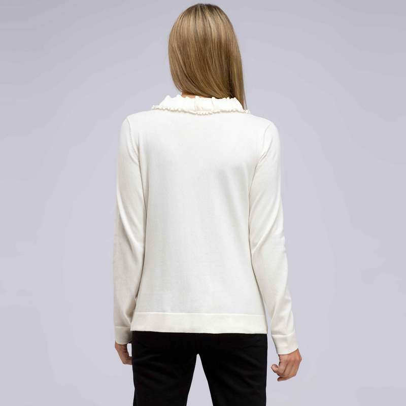 Long Sleeve Ruffle Front Cardigan, Sugar, large image number 1