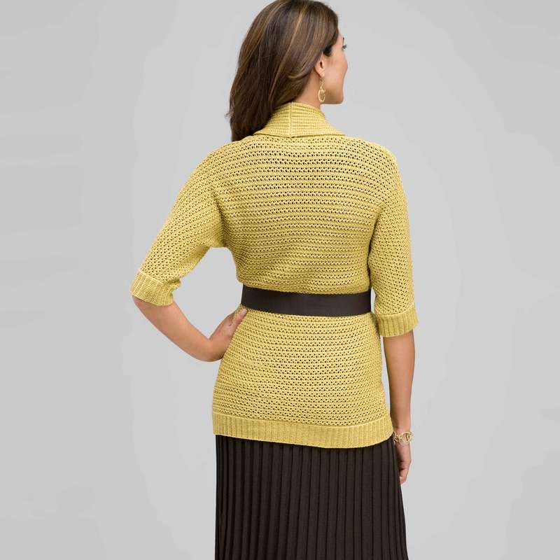 Novelty Stitch Belted Cardigan, Fennel, large image number 1