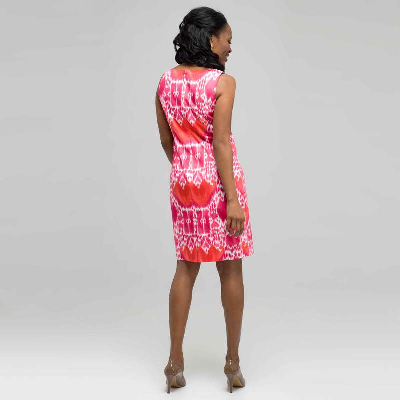 Mixed Floral Color Twist Front Dress, Hot Pink Combo, large image number 1