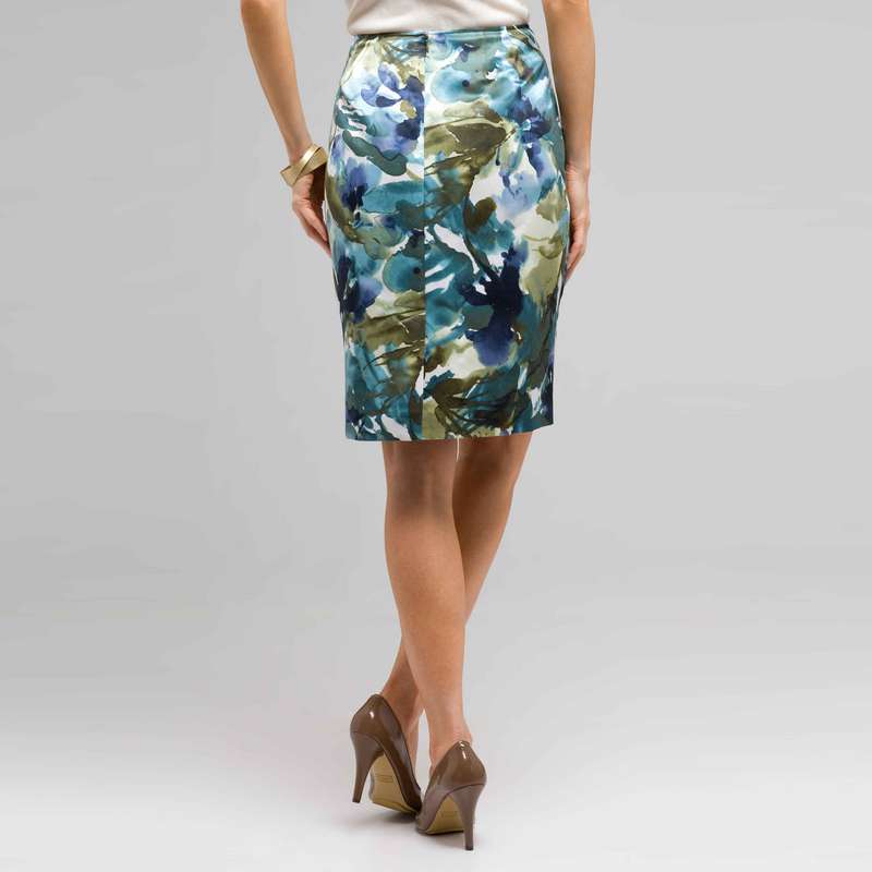 Floral Pencil Skirt, Surf Multi, large image number 1