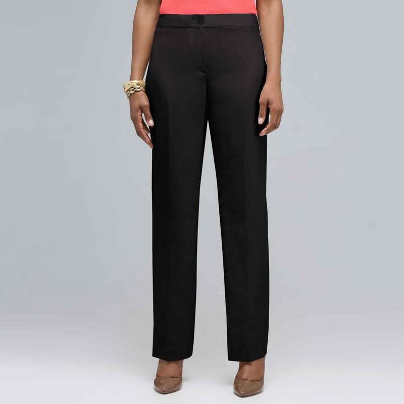 Washable Linen Slim Pant, Black, large image number 0