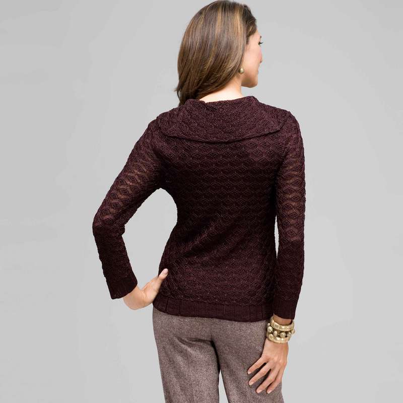 3/4 Sleeve Novelty Pointelle Cowl Neck, Black Multi, large image number 1