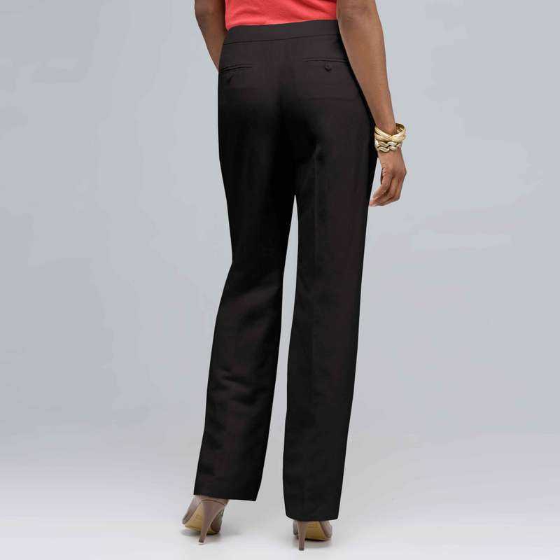 Washable Linen Slim Pant, Black, large image number 1