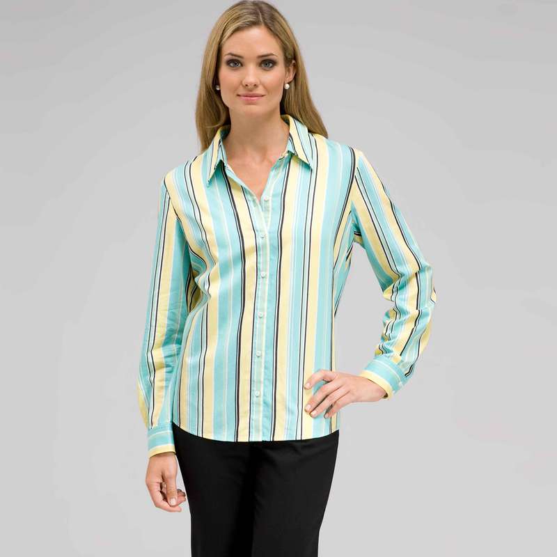 Long Sleeve Striped Button Down, Multi, large image number 0